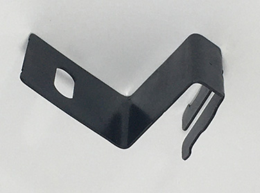 Detail view of formed metal bracket with mounting features